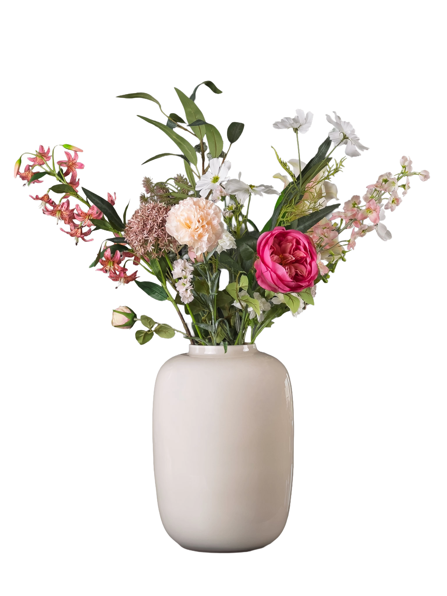 Zijden boeket Pronkstuk Lili - Pluk! Zijden Bloemen