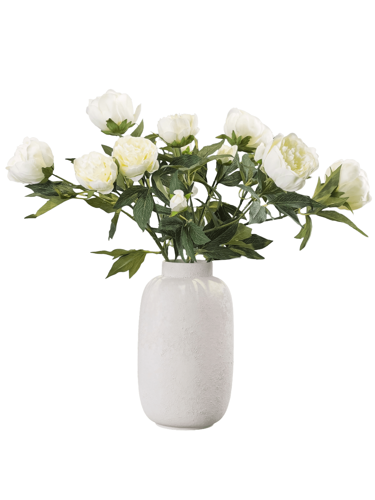 Zijden pioenrozen boeket - crėme wit - Pluk! Zijden Bloemen