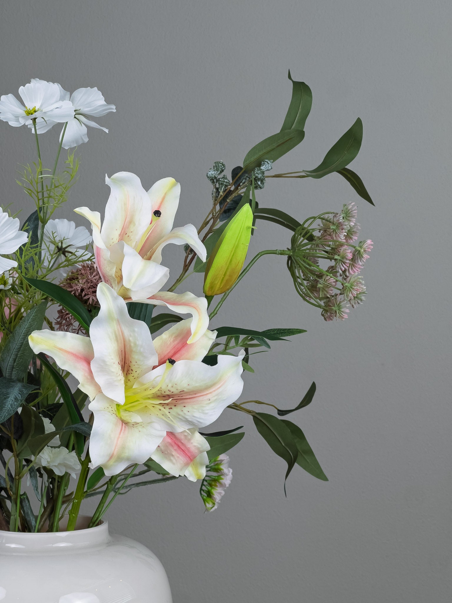 Zijden boeket Pronkstuk Lili - Pluk! Zijden Bloemen