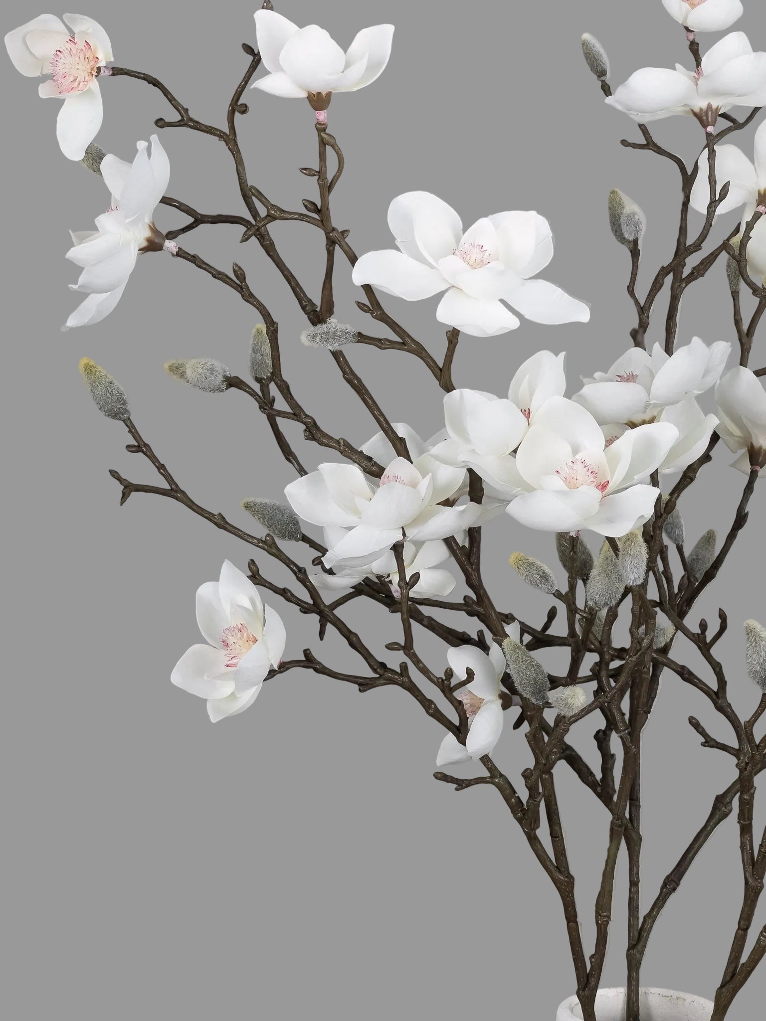 Zijden Magnolia tak - 3 stuks luxe kunstbloemen - Pluk! Zijden Bloemen