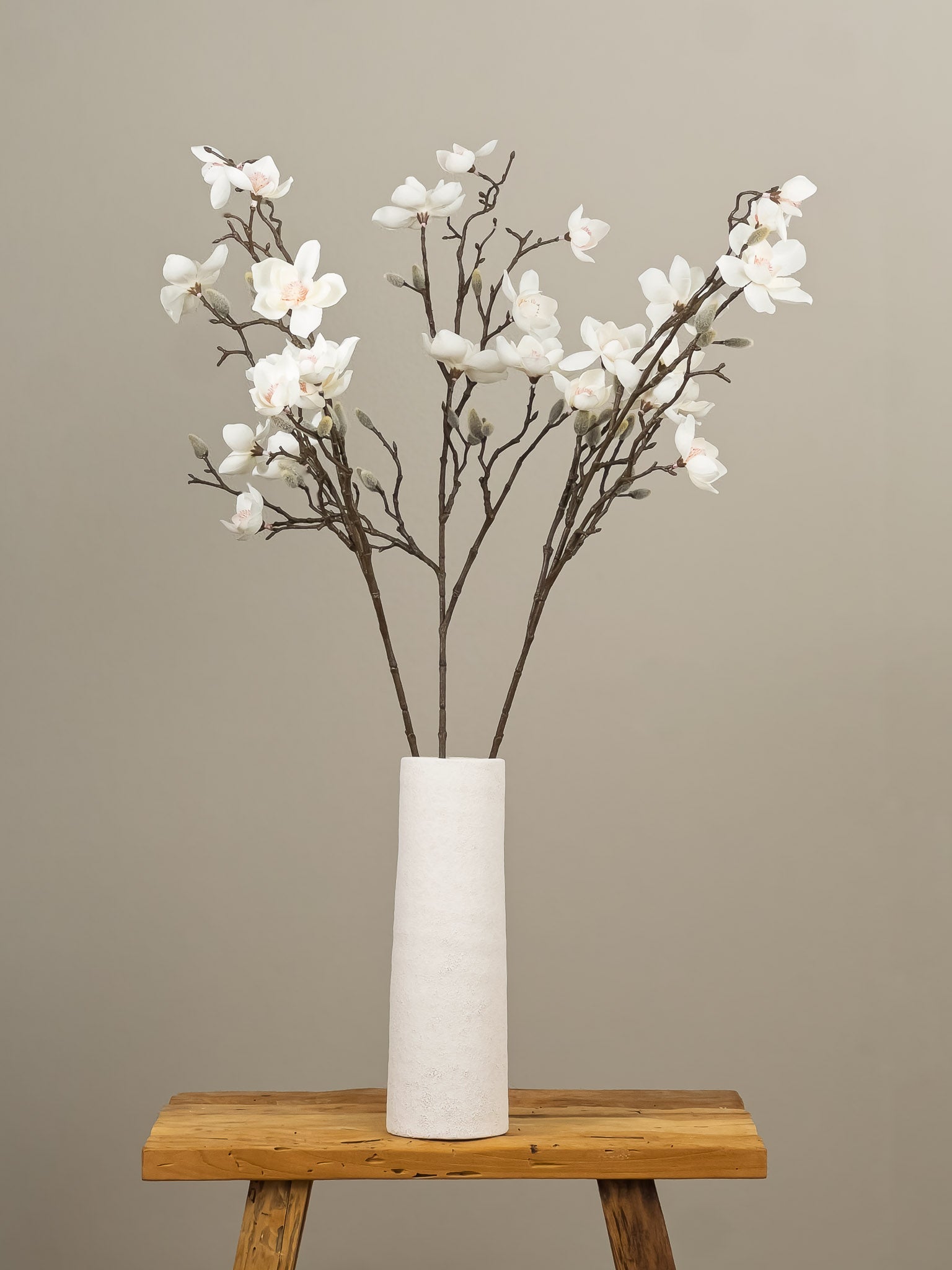 Zijden Magnolia tak - 3 stuks luxe kunstbloemen - Pluk! Zijden Bloemen