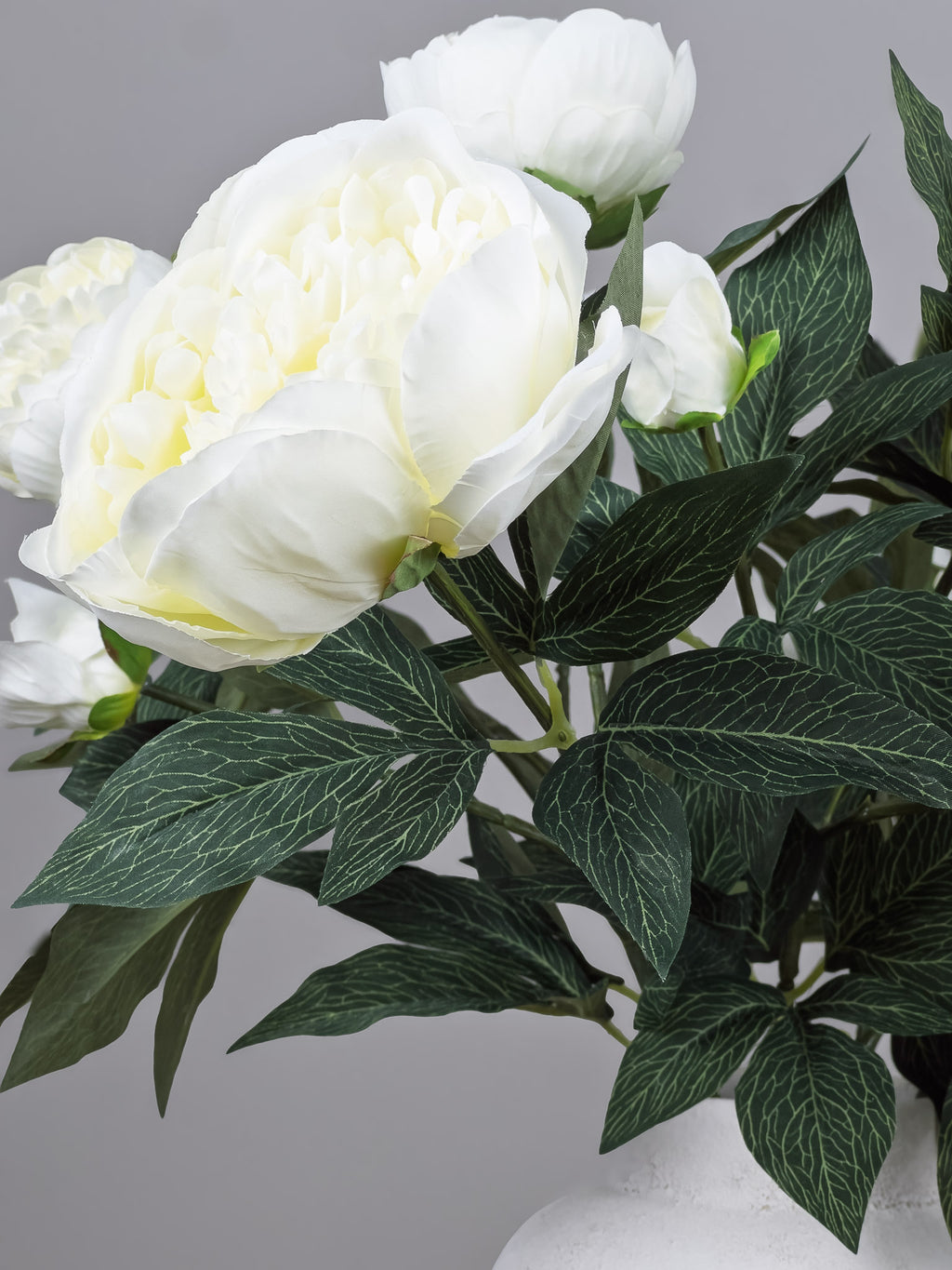 Zijden pioenrozen boeket - crėme wit - Pluk! Zijden Bloemen
