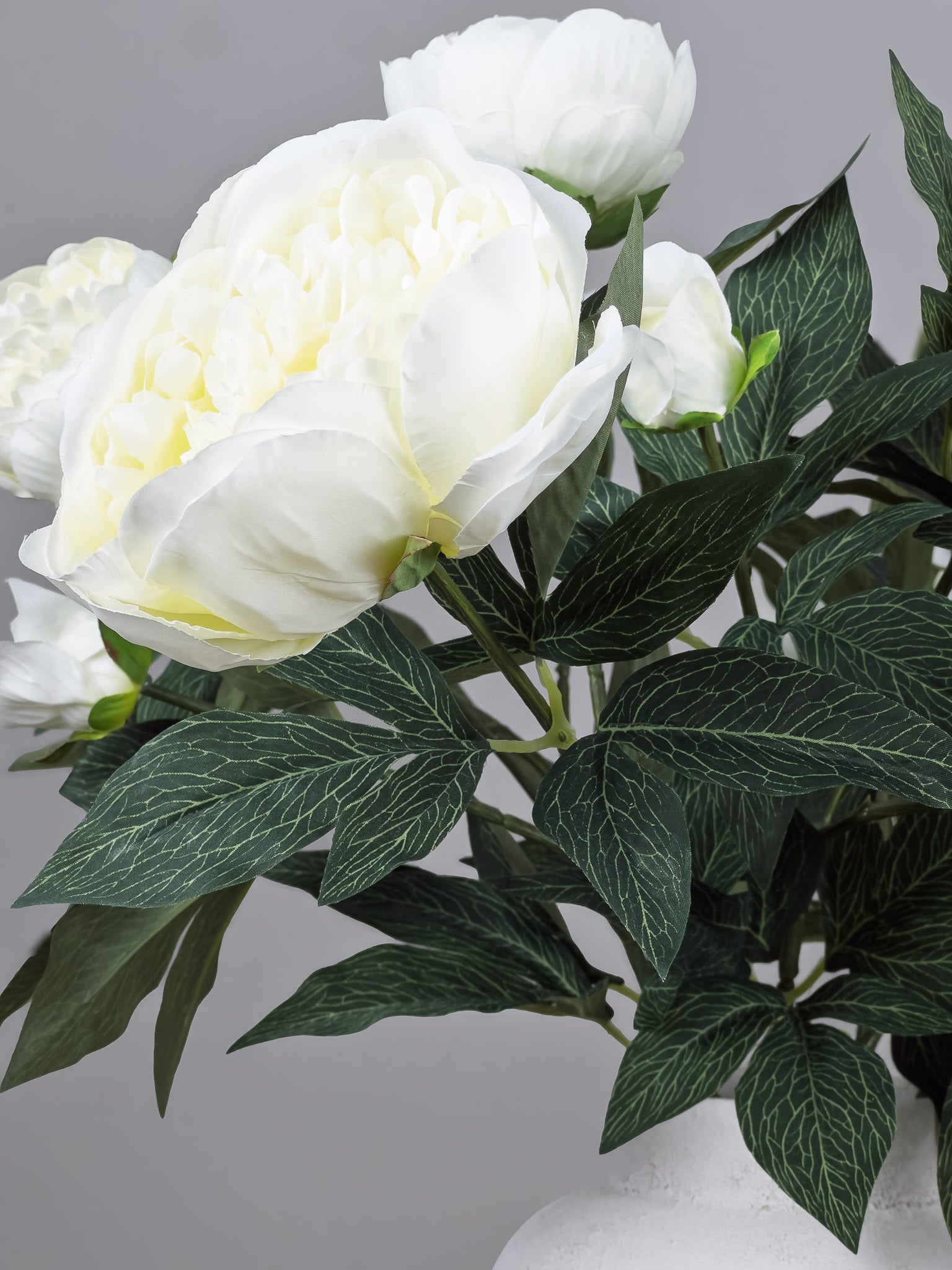 Zijden pioenrozen boeket - crėme wit - Pluk! Zijden Bloemen