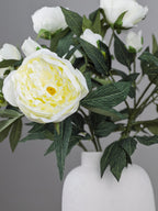 Zijden pioenrozen boeket - crėme wit - Pluk! Zijden Bloemen