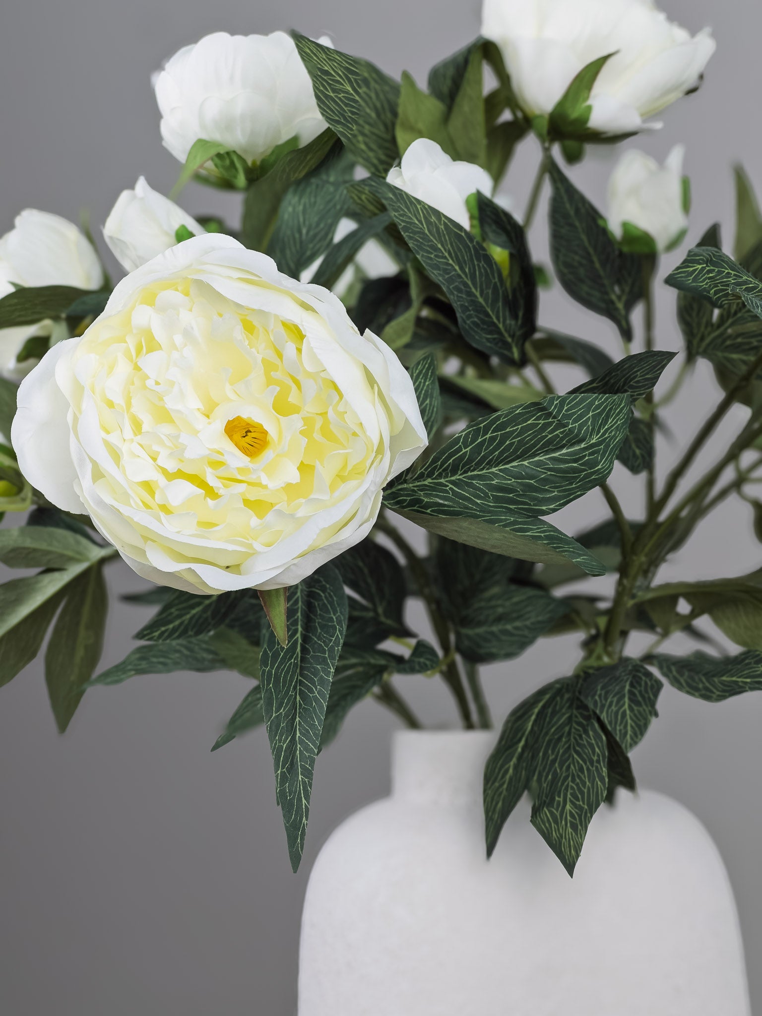 Zijden pioenrozen boeket - crėme wit - Pluk! Zijden Bloemen