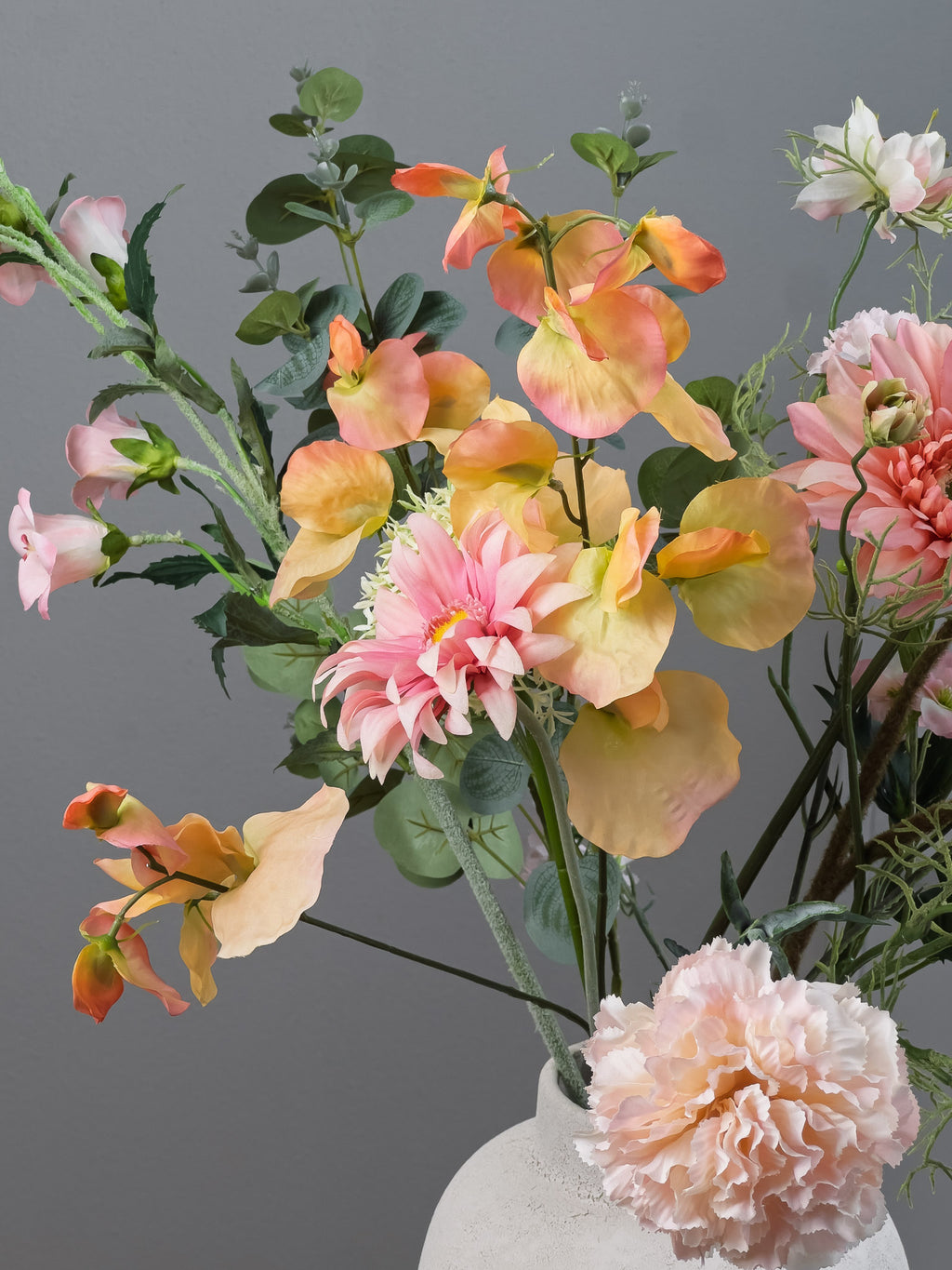 Pronkstuk Ochtenddauw - Zijden boeket - Pluk! Zijden Bloemen