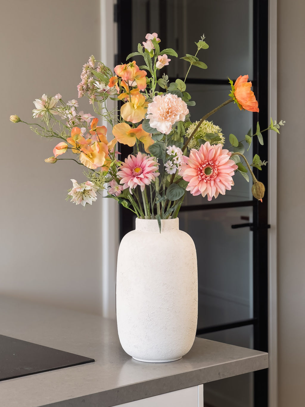 Pronkstuk Ochtenddauw - Zijden boeket - Pluk! Zijden Bloemen