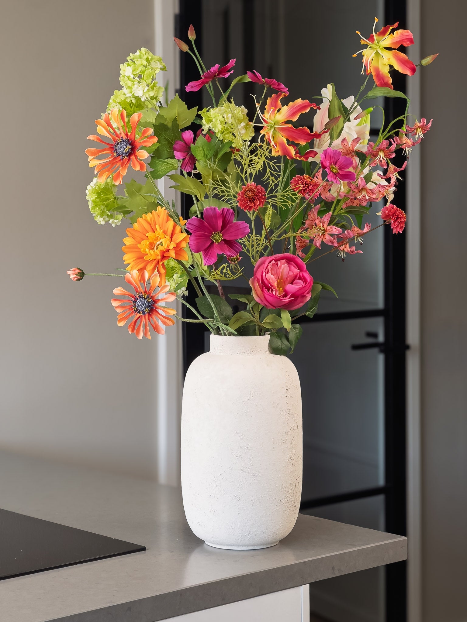 Pronkstuk Zinderend - zijden bloemen boeket - Pluk! Zijden Bloemen