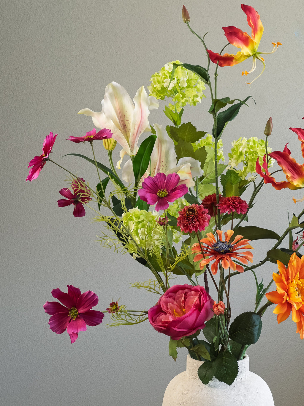 Pronkstuk Zinderend - zijden bloemen boeket - Pluk! Zijden Bloemen