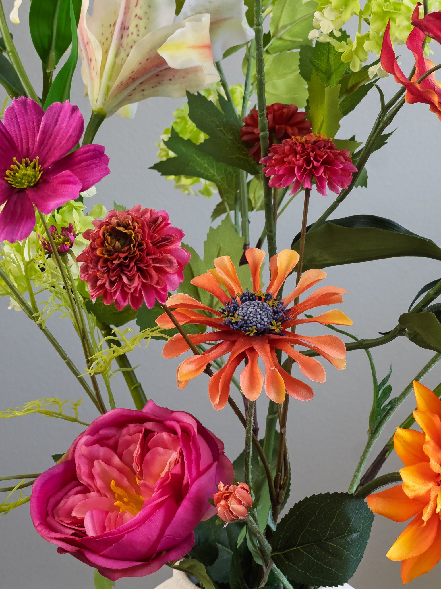 Pronkstuk Zinderend - zijden bloemen boeket - Pluk! Zijden Bloemen