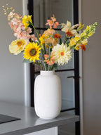 Pronkstuk Zonnegloed - zijden bloemen boeket - Pluk! Zijden Bloemen