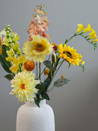 Pronkstuk Zonnegloed - zijden bloemen boeket - Pluk! Zijden Bloemen